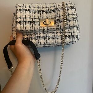 Like new H&M Patterned black and white purse with chain strap with gold hardware